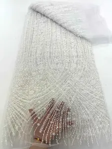 Luxury Beaded White Lace