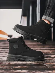 Men's High Top Comfortable Breathable Boots, British Style Retro Work Shoes, Thick Sole Short Boots, Casual All Seasons Footwear Rubber