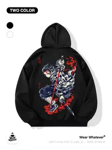 Demon Slayer Tanjiro Kamado Graphic Hoodie with Pocket, Casual Loose Fit Sweatshirt for Relaxed Home & Outdoor Wear