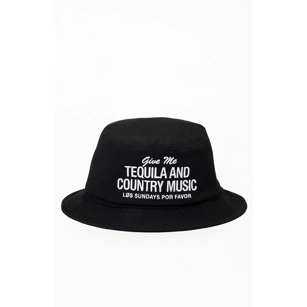 Los Sundays Men's Black Tequila and Country Music Bucket Hat
