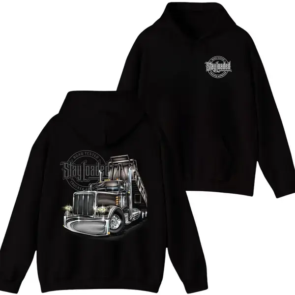 Men's Unisex Road-Tested Dump Truck Hoodie, Chrome Heavy Equipment Graphic Pullover, Diesel Life Streetwear, Comfy Fall-Winter Long-Sleeve Casual Top