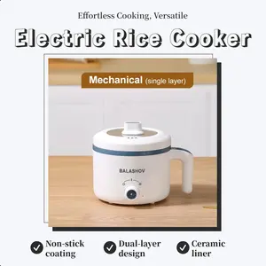 BALASHOV 1.7L Electric Rice Cooker Single Layer Non-Stick Ceramic Lining 220V Multi-Functional Steamed Rice Pot for Home Easy Operation 600W Power