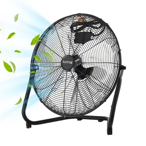 12 Inch Floor Fan, 3 Speeds 2000 CFM High Velocity Heavy Duty Industrial Fan, 360° Adjustable Tilt & Carry Handle, 24.6 ft/s Airflow Metal Fan, Cooling for Industrial Commercial Garage and Home