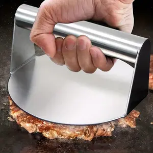 Stainless Steel Burger Smasher, Heavy Duty Non-Stick Round Meat Press Tool with Ergonomic Handle, Professional Burger Smasher for Flat Top Griddle, BBQ, Grilling & Kitchen