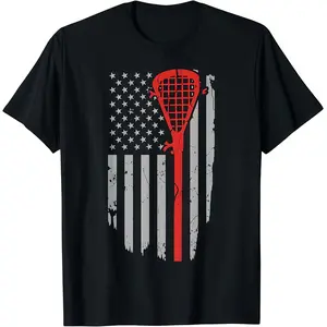 Vintage American Flag Lacrosse Youth Apparel, Boys Men USA T-Shirt Sweatshirt Classic