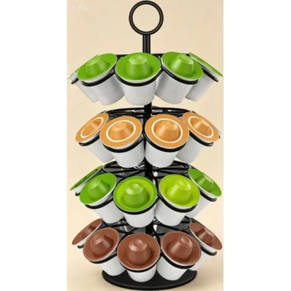 360-Degree Spinning Coffee Pod Organizer, Detachable Kitchen Countertop Storage for 36 K-Cups, Reusable K Cup Holder Compatible with Single Serve Pods, Space-Saving Rotating Dispenser