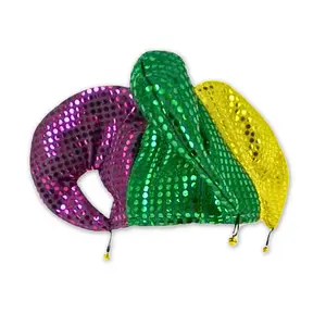 Large Purple, Green and Gold Sequin Jester Hat (Each)