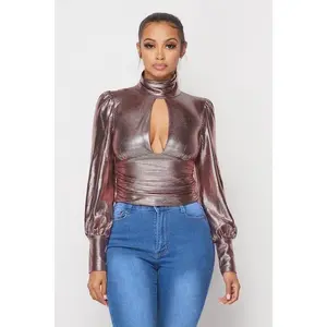 Bronze MESMERIZED TOP - Women's Long Sleeve Festival Blouse