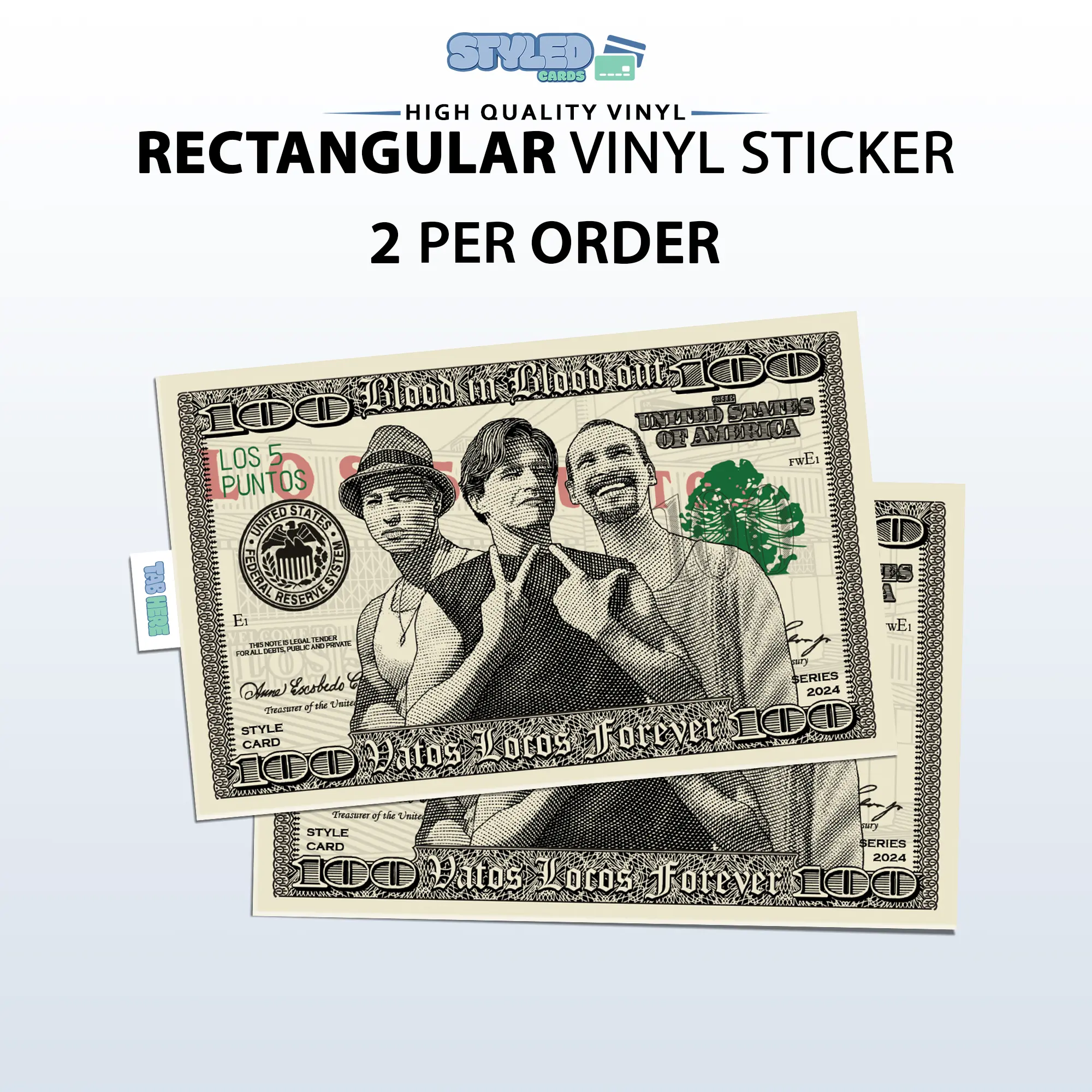 blood in blood out rectangle vinyl sticker