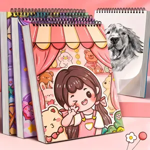 A4 Sketch Book – 8.3" × 11.7", 30 Sheets, Cute Design Spiral Bound Drawing Pad with Cute Cartoon Girl Cover, Cardboard Hard Cover, Great for Sketch, Drawing, Coloring, Pencil, Watercolor & Marker, Art Sketchbooks