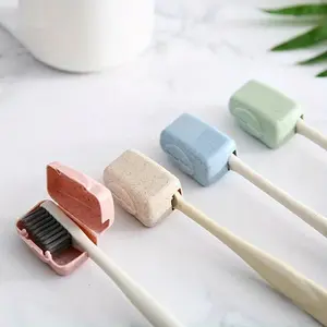 4PCS Travel outdoor toothbrush head cover, brush cover, wheat straw toothbrush protective cover