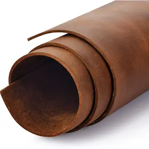 Genuine Leather Tooling Sheets 1.8-2.0MM Thick Genuine Top Full Grain Oil Tan Crazy Horse Cowhide Leather Sheets for Crafts Tooling Sewing Wallet Earring Hobby (Light Brown, 8"x12")