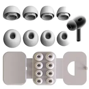 Silicone Earphone Tips, 4 Pairs Silicone Replacement Ear Inserts with Hole, Earbuds Tips Compatible with AirPods Pro 1 2 (Various Sizes, XS/S/M/L)
