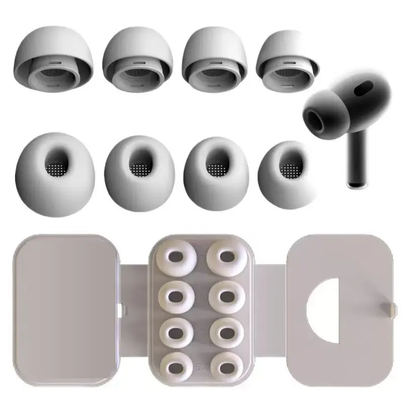 Silicone Earphone Tips, 4 Pairs Silicone Replacement Ear Inserts with Hole, Earbuds Tips Compatible with AirPods Pro 1 2 (Various Sizes, XS/S/M/L)
