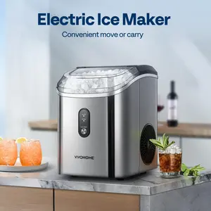 VIVOHOME Electric Portable Compact Countertop Automatic Chewable Nugget Ice Cube Maker Machine with Hand Scoop 10 Ice Bags and Self Cleaning Function 33lbs/Day