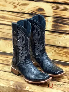BOOTS TANNER MARK PRINT OSTRICH BLACK IMT TM200963