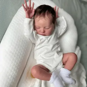 GUESSBELLY Soft Vinyl Limbs Cloth Body Asleep Reborn Baby Doll 20inch 50cm Lifelike Newborn Sleeping Bebe Art Toy for Kids Birthday Gift