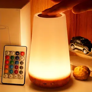 LED Night Light, Adjustable Touch Lamp, Portable Table Lamp, 5 Brightness Levels, Dimmable, 13 RGB Colors, USB Rechargeable, for Bathroom, Hallway, Living Room, Bedroom