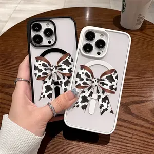 Premium Magnetic Case for iPhone11/12/13/14/15/16/17 promax Air Trendy Cow Print Bow y2k cased MagSafe Ready, Anti-Fall, Springtok and Ultra-Thin Design|     Perfect for Everyday Use Cellphone Screen Protector Cover