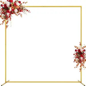 holiday decor deals scene arrangement Wedding Backdrop Stand Square6.6FTx6.6FT Gold Metal Balloon Arch Stand Garden ArborBackdrop Frame for Wedding Birthday Party Baby ShowerPhoto Booth Background Decoration Romantic Red RoseLove  Banner Ornaments