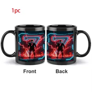1pc 11oz Ronaldo No. 7 Fun Ceramic Coffee Cup Mug, Funny Tumblers, Hand Wash Only, Suitable for Men and Women, Perfect Gift for Holidays and Anniversaries