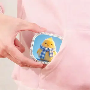 Blue White Plaid Scarf Little Chicken Printed Retainer Box, Simple Cute Denture Box, Portable Orthodontic Retainer Storage Box, Dustproof Compression Resistant Invisible Braces Box