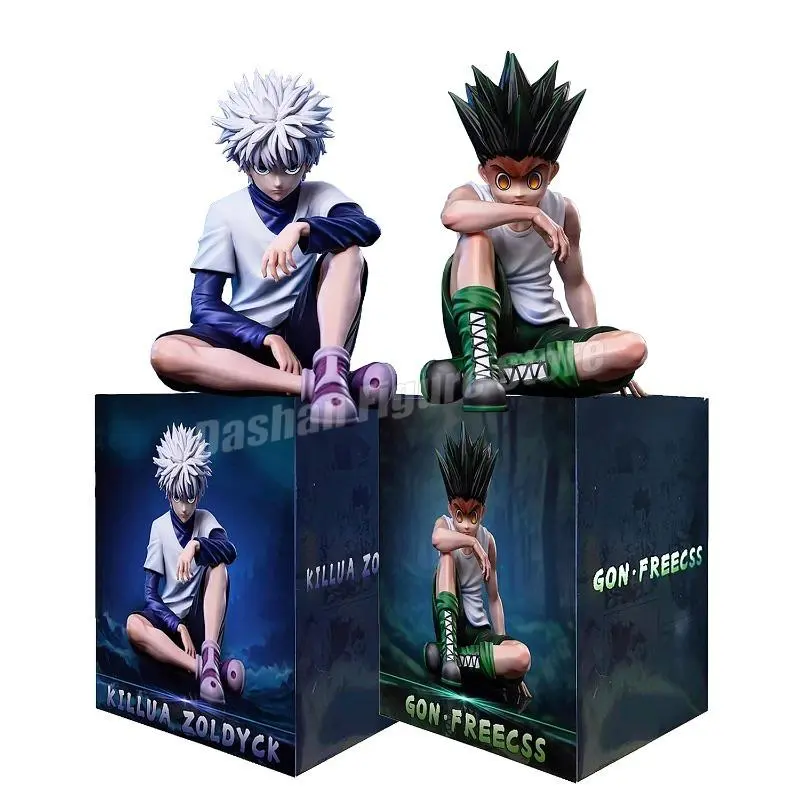 PG Hunter-Hunter Gon Freecss-Killua Zoldyck Unisex PVC Noodle Stopper Figurines - Killua Zoldyck 10cm Action Figure, Collector Car Ornament Fashion Accessory Model, Figurines for Collectors
