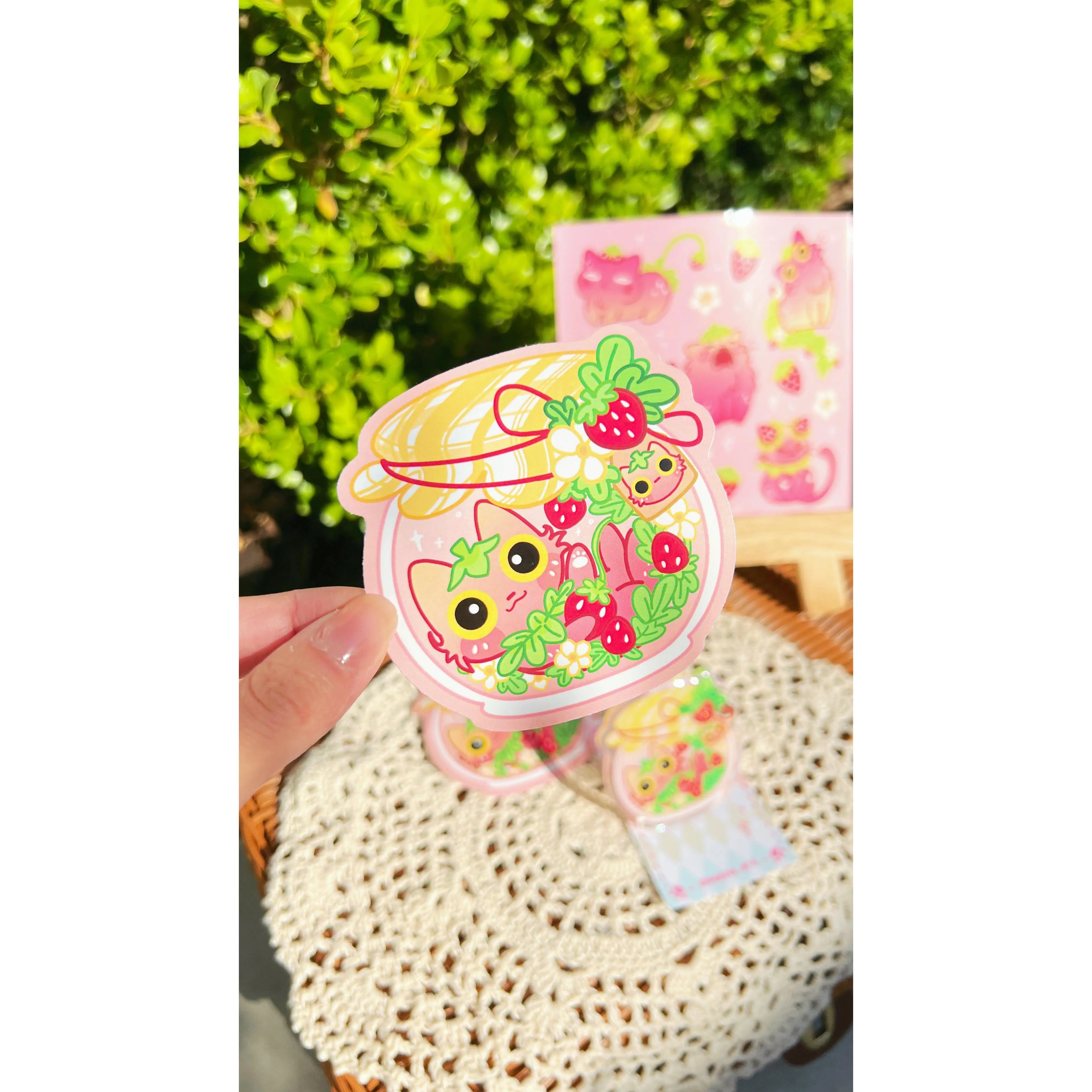 Vinyl Sticker | Strawberry Cat Jam | 3 inch | Waterproof & Fade-Resistant