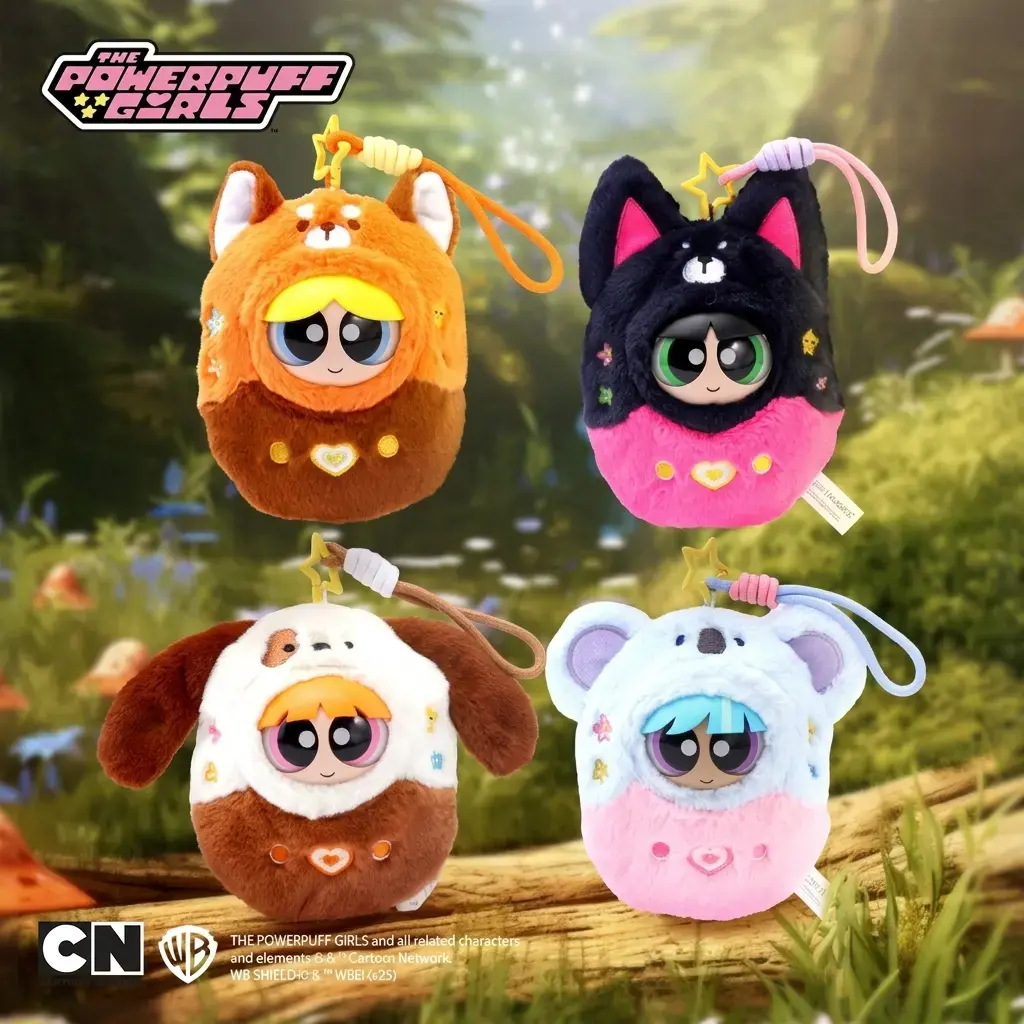 Powerpuff Girls Arcade Look Plush Pendant Blind Box Game Console - 4 Random Styles, Hidden Pocket Soft Keychain, Fabric Bag Accessories Charms, Bag Charms for Handbags Purses Phones, Cute Cartoon Collectible Toy Gift for Lovers, Unisex