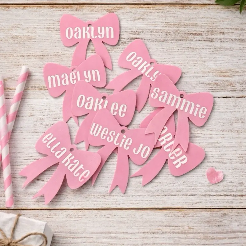 Personalized Cheer Bow Name Tags | Custom Team Bag Tag | Dance Gymnastics Backpack Charm | Custom Girl Name Bow | 4.00 each