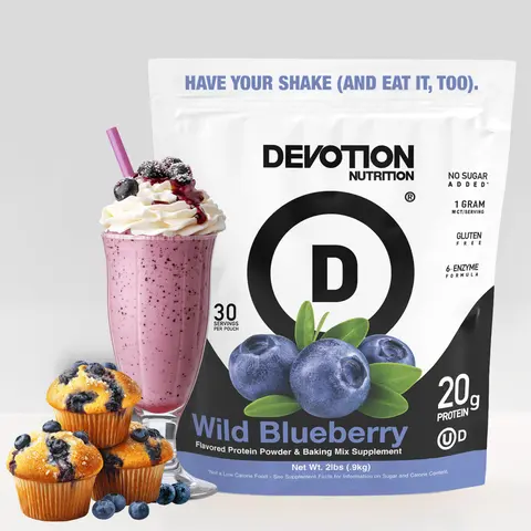 Devotion Nutrition Wild Blueberry Protein Powder 2lb – 20g Clean Protein, Zero Added Sugar, Low Carb & Gluten-Free (2lb)