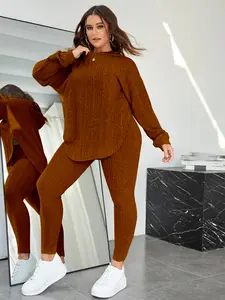 Two-piece Set - Knit Sweater & Matching Leggings for Women - Comfortable & Stylish Outfit Long Sleeve Clothes