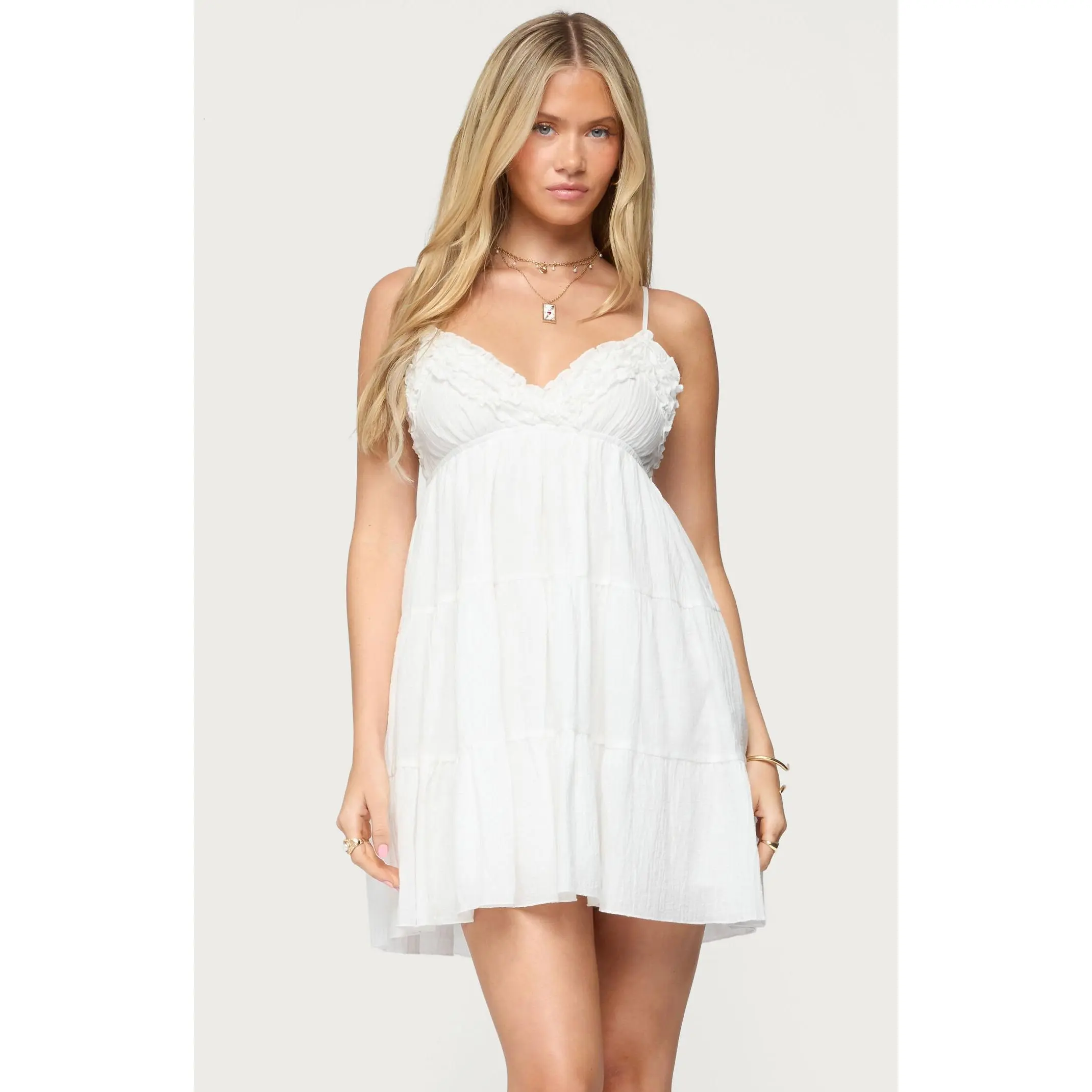 Edikted Women's Bianca Ruffle Tiered Babydoll Dress