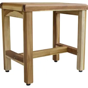 212 MAIN Compact Rectangular Teak Bench, Natural Finish, Ideal for Shower or Outdoor Use, Teak Wood