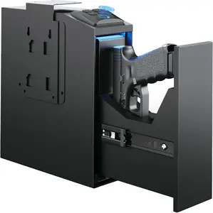 Urban Deco Handgun Gun Safe for Nightstand, Desk, Bed Side - Pistol Safe, Hand Gun Safe for Car, Biometric Gun Safe for Handgun with Fingerprint, PIN Code, Key Access