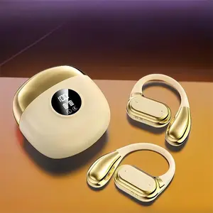 Open ear bone conduction earphone, BT wireless clamps on the earphone, with digital display charging case, chargeable, 12 hours of playback time sports earphone, suitable for running, walking, sports, Conduction Earbuds, Audio, Bluetooth