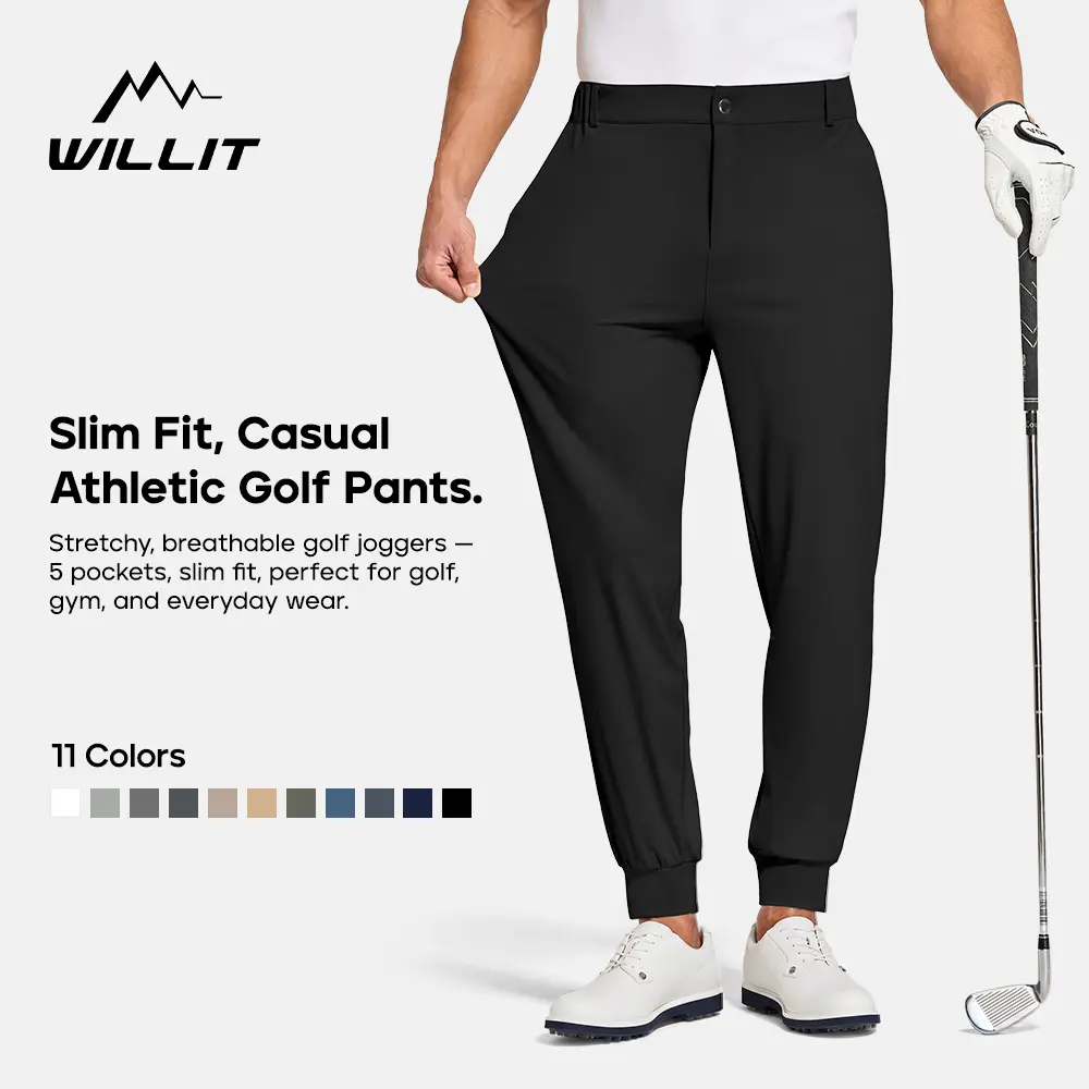 Willit Men's Golf Joggers Pants Stretch Slim Fit Work Dress Pants Quick Dry Athletic Pants with Pockets Ankle banded pants  Business casual formal wear, lightweight casual pants, yoga beach pants, everyday long pants, men's long pants campingessentials