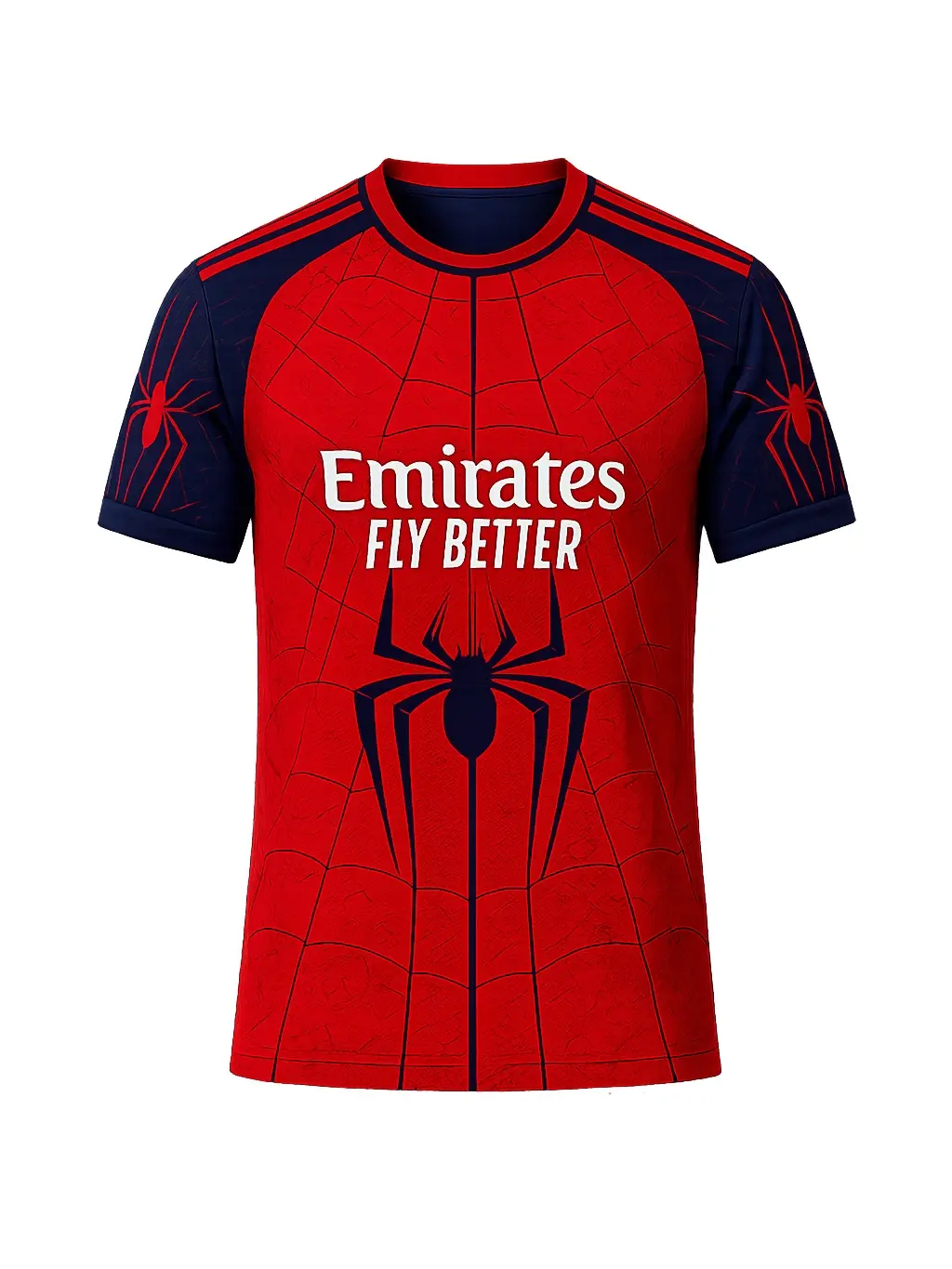 Arsenal Spider Web Red Soccer Jersey – Navy Graphic Football Shirt, Unisex Short Sleeve Match Day Fan Top, Breathable Athletic Streetwear