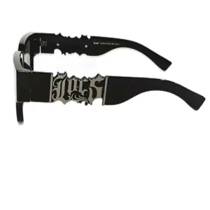 Locs Squared Up Hardcore Shades Big Cutout Metallic Gold/Black Logo Glossy Thick Frame Dark Lens Gangster Hip Hop Style Sunglasses | Authentic Original Genuine Locs