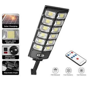 Solar Street Light Outdoor Solar Parking Lot Light with Motion Sensor IP65 Waterproof Commercial Lighting 360 SMD LEDs Adjustable Angle Remote Control