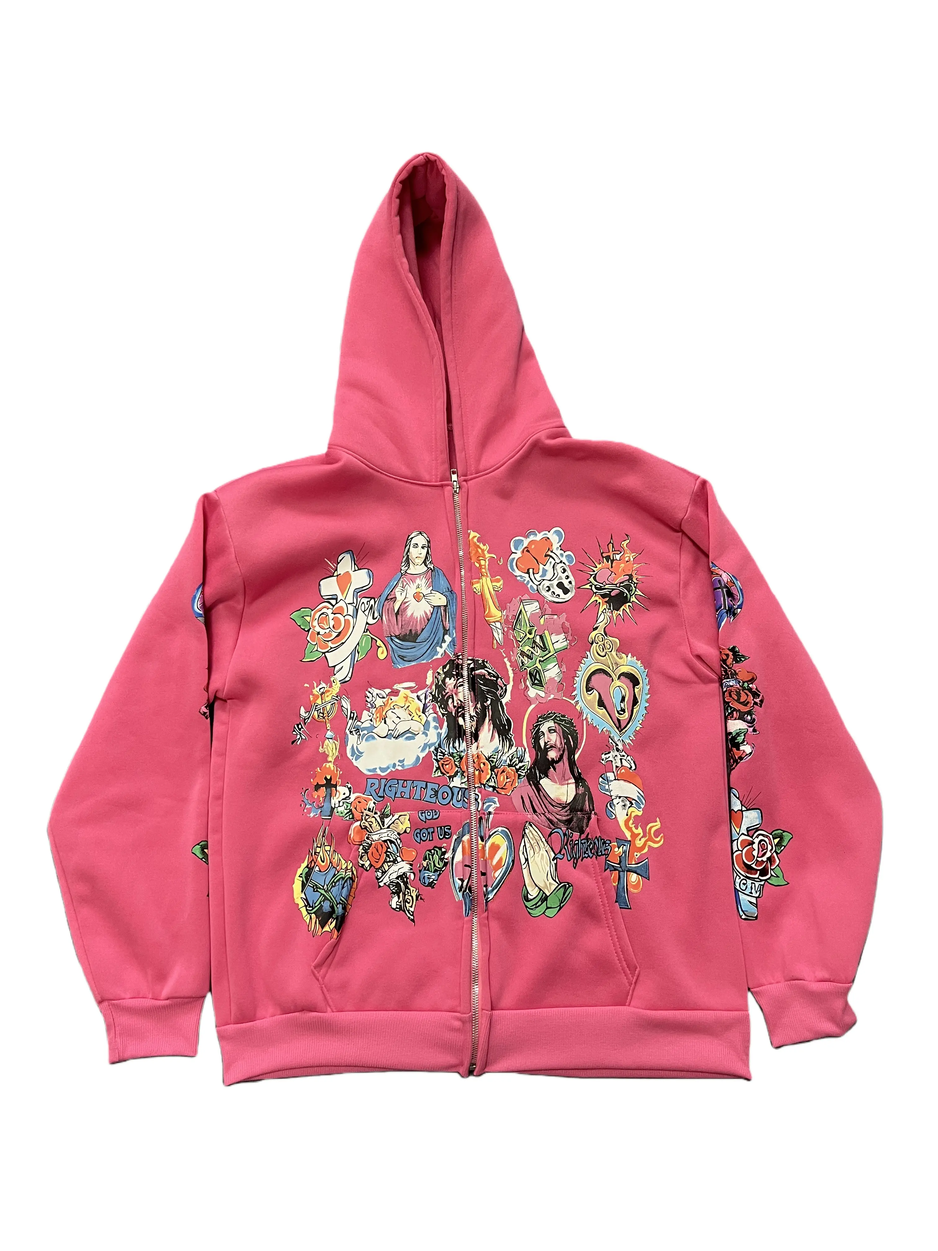 Gothic Rock Graphic Hoodie with Camo Letter All-Over Print, Unisex Harajuku Style Long Sleeve Pullover Sweatshirt, Elegant, Casual, Chic
