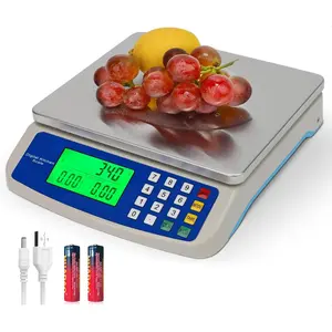 Waveports Large Digital Kitchen Scale 30KG Commercial Food Scale 66LB for Baking Bread Meat Stainless Steel Price Computing Scale LCD Display,Prep Counting Scale for Parts and Coins Adapter Included