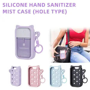 Anti-Drop Silicone Hand Sanitizer Spray Protector Case, Hole Design with Hook, Portable Travel Hygiene Protection, Durable Silicon Material, Hand Sanitizer Holder