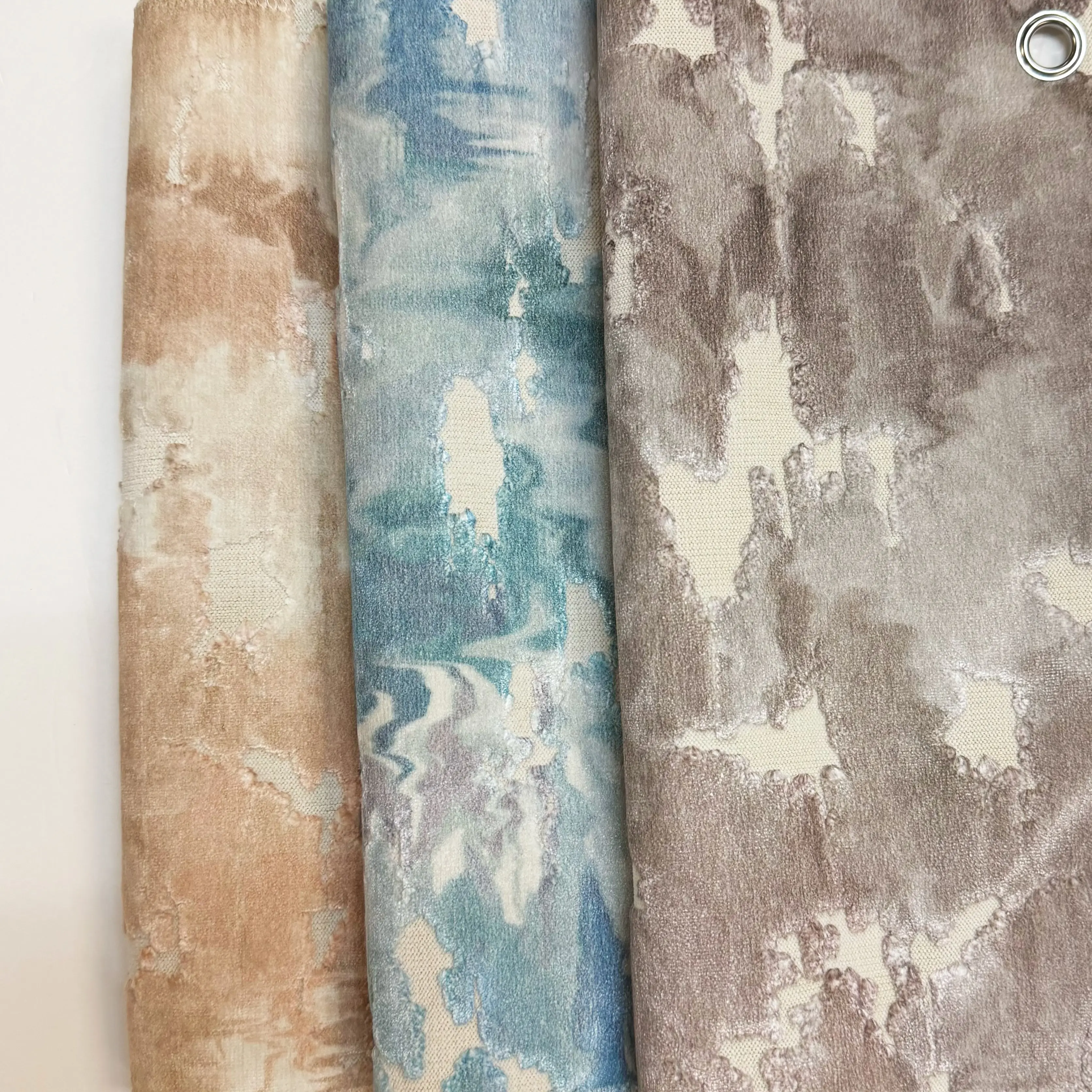 PASSAGE - WATERCOLOR PRINTED CUT VELVET UPHOLSTERY FABRIC BY THE YARD