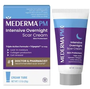 Mederma PM Intensive Overnight Scar Cream, Works with Skin's Nighttime Regenerative Activity, Clinically Shown to Make Scars Smaller and Less Visible, 1.0 Oz (28g)
