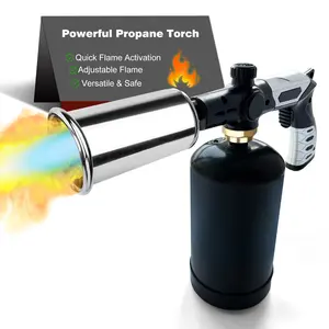 Powerful Cooking & Grill Propane Torch with Gas Cylinder Stand Base, Adjustable Wood Torch Burner, Multi-use Campfire Starter for Sous Vide, Searing Steak, BBQ Grilling, Welding Projects (Propane Tank Not Included) Utensils Kitchen