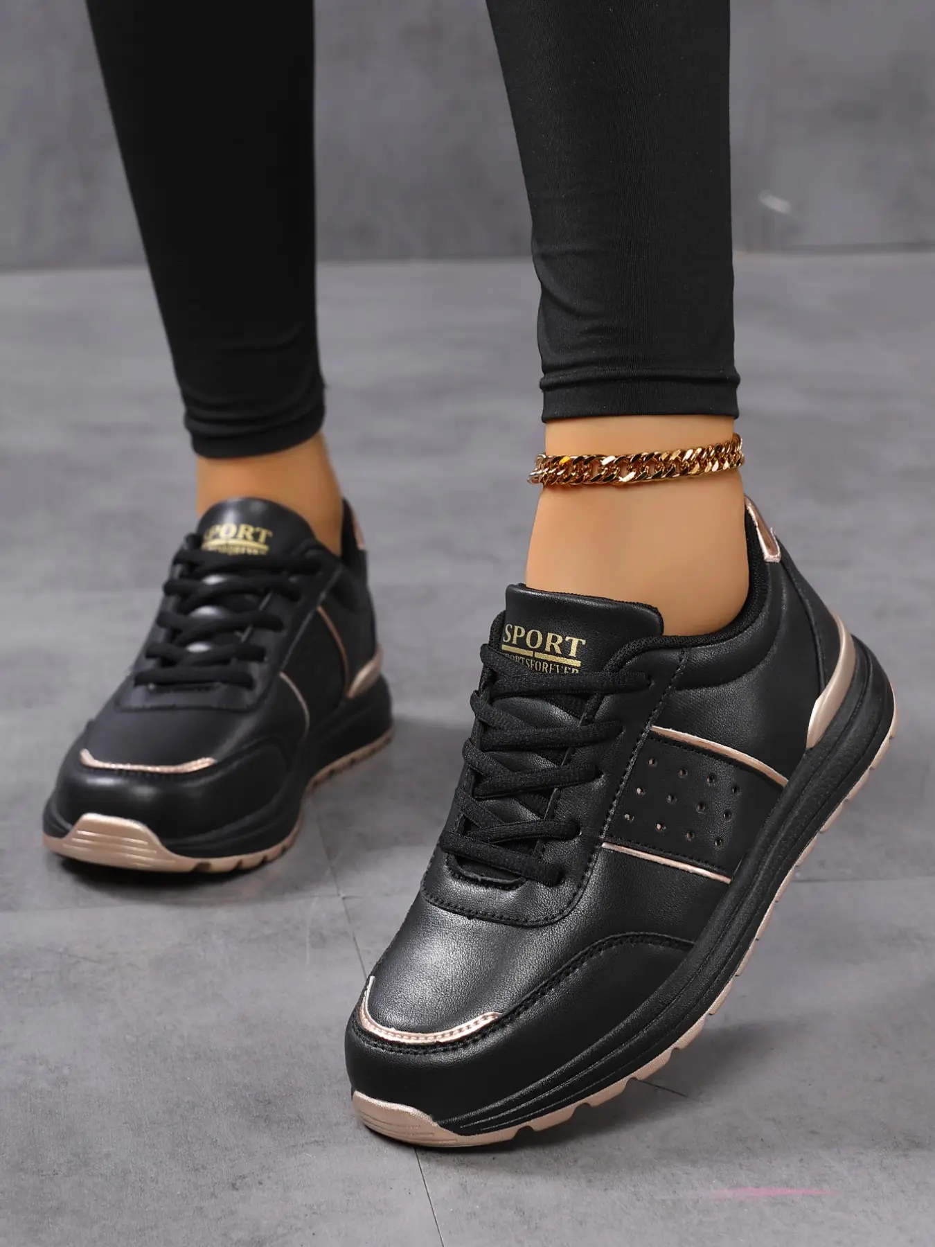 Women's Fashionable Lace Up Low Top Sneakers, Casual Comfortable Sporty Running Shoes, Female All-match Round Toe Women Fashion Sneakers Sports Trainers for Daily Wear