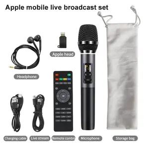 Sound Card and Microphone Set M2 for Recording Live Streaming on Mobile Phones & Computers with Built-in Sound Card Heart-shaped Pointer Dynamic Microphone Core High-quality Sound Multi-functional Remote Control Universal for Android & Apple Mobile Phones