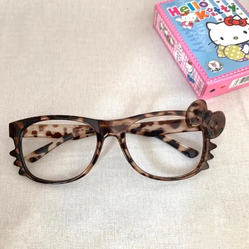 Women Fashion Lensless Glasses Cute Glasses Frames Vintage Fake Eyeglasses Leopard Print Glasses for Women Y2K Kitty Leopard Glasses, No Lens Retro Frames, Kawaii Decorative Eyewear for Cosplay