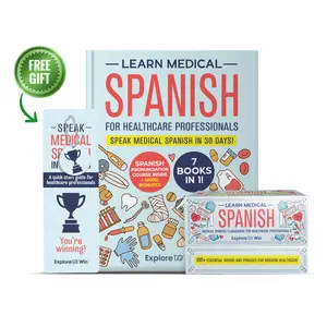 Learn Medical Spanish For Healthcare Professionals: 7 Books in 1 + 100 Flashcards + Bookmark: Speak Medical Spanish in 30 Days!